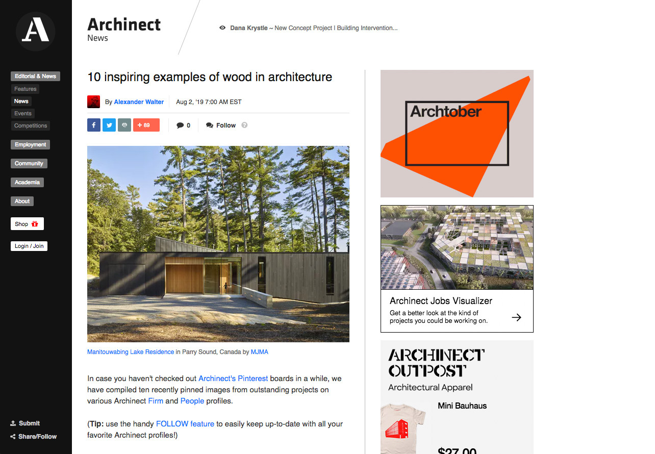 Screenshot of Archinect
