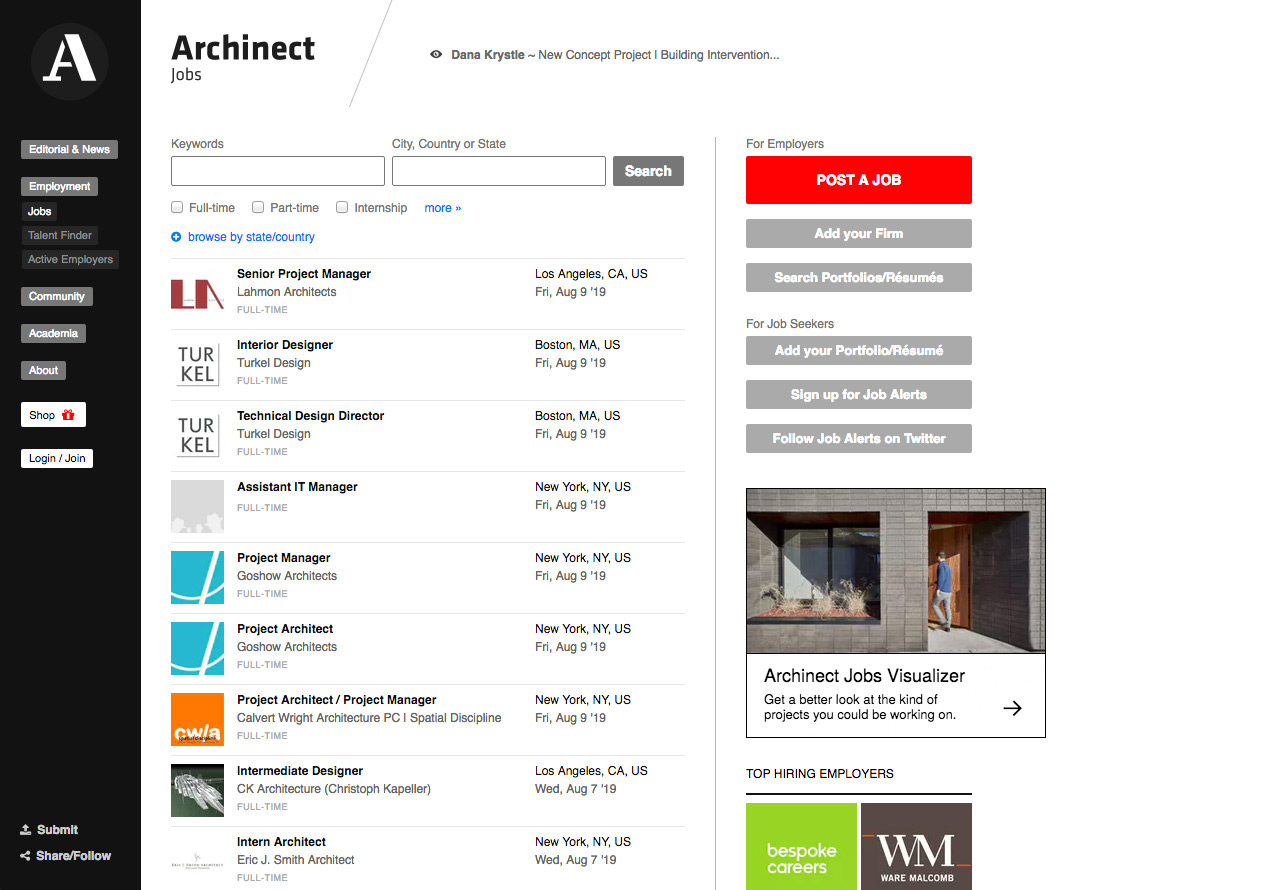 Screenshot of Archinect