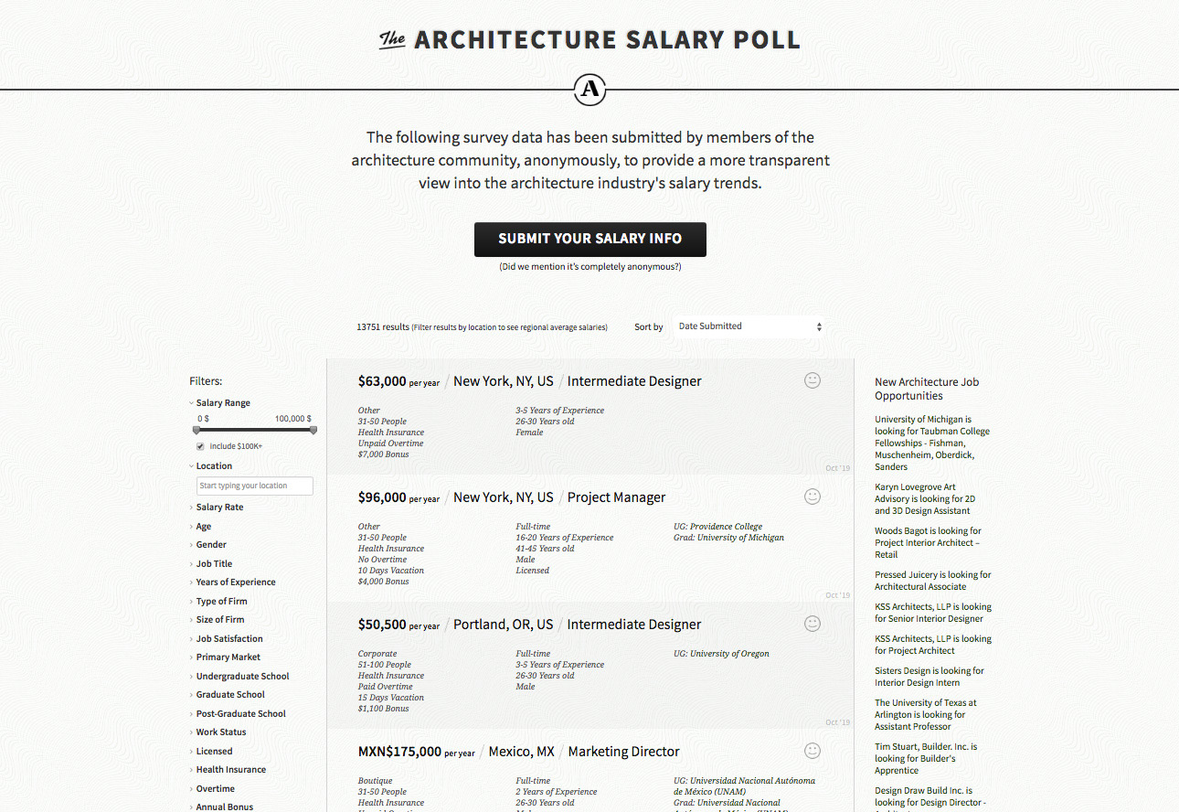 Screenshot of Salary Poll