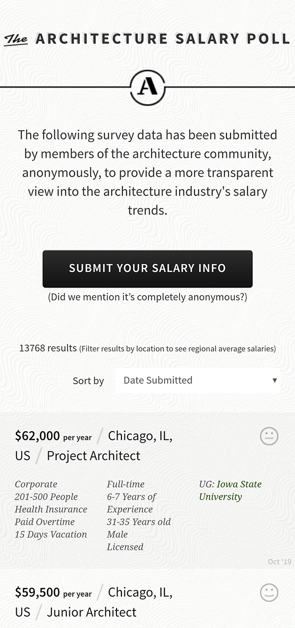 Screenshot of Salary Poll